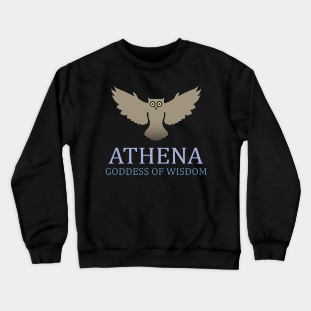 Athena Greek Goddess of War and Wisdom Owl Symbol Crewneck Sweatshirt by AgemaApparel